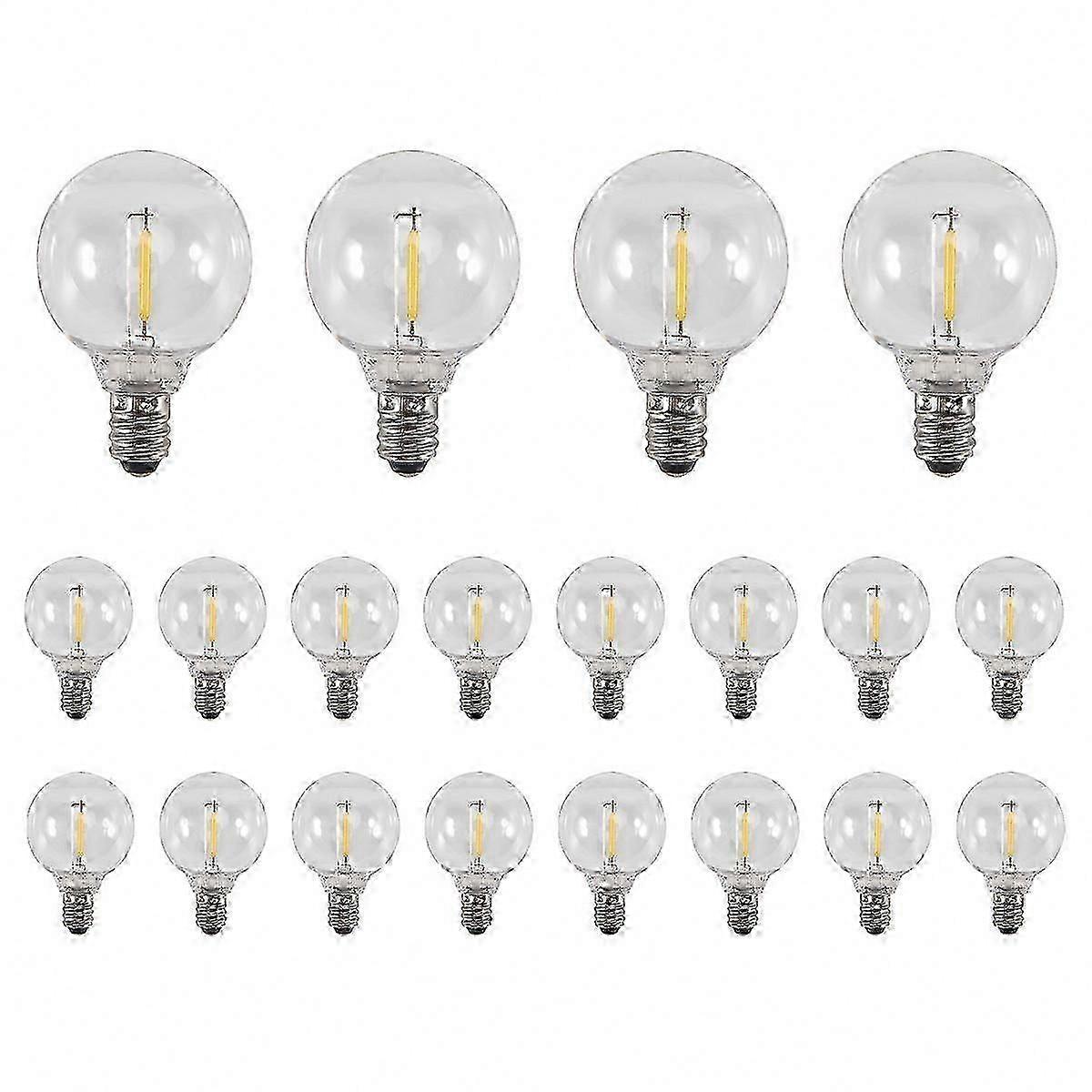 20-Pack E12 Base G40 LED Globe Bulbs, Shatterproof Replacement compatible with Solar String Lights