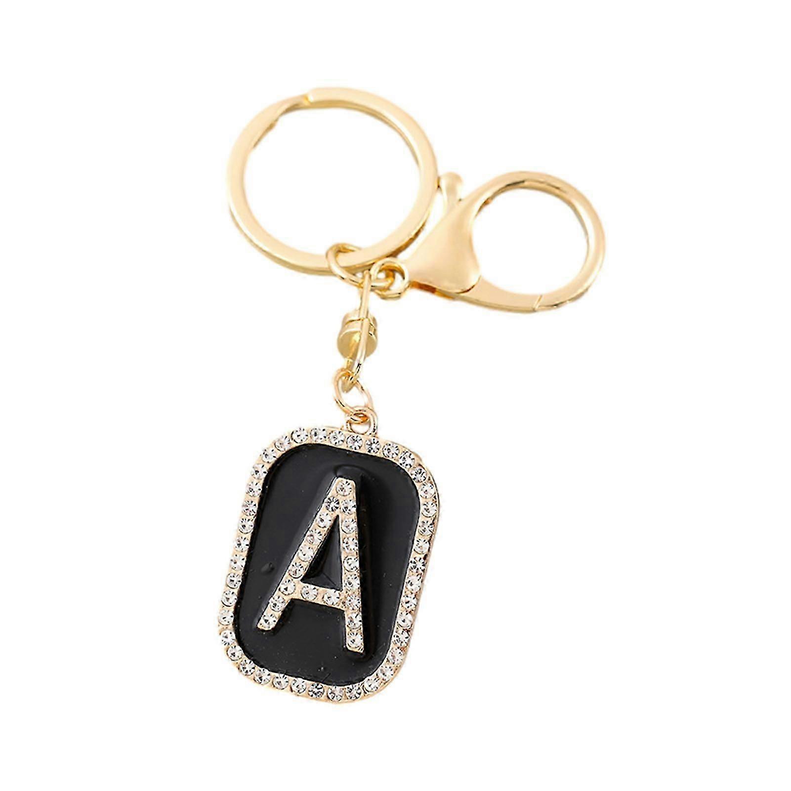 Sparkle Letter Keychain - Rhinestone Initial Key Ring for Handbagg
