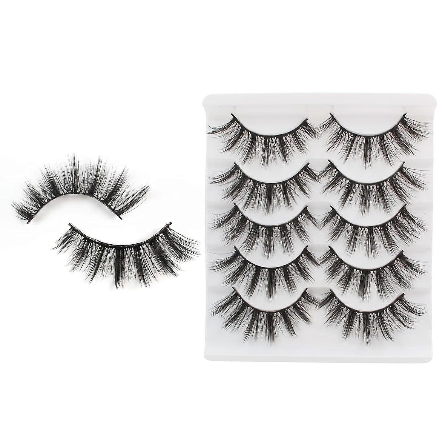 Natural False Eyelashes, 6D Black Long Artificial Dramatic 5 Pairs