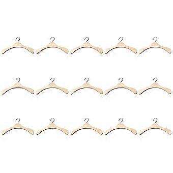 Cabides em miniatura de madeira para roupas de boneca, conjunto de 15 peças para guarda-roupa de boneca.