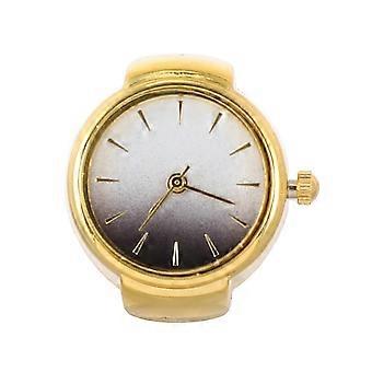 Gouden elastische vingerringhorloge van zinklegering, decoratief en comfortabel, geschikt voor diverse gelegenheden, cadeau voor vrouwen, 1 stuk