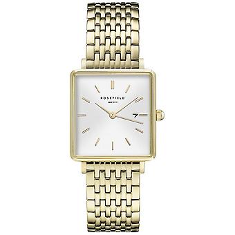 Rosefield den boxy kvarts analoge kvinner Watch med QWSG-Q09 rustfritt stål armbånd