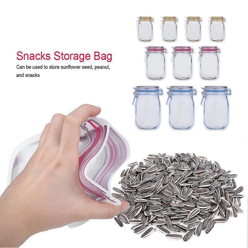 10pcs/ Set Multipurpose Portable Transparent Bottle Pattern Sealing Storage Bag for Snacks