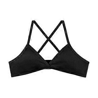 Comfort Cotton Bras For Women Thin Sport Style Unlined Bralette Sexy Deep V Triangle Cup Cross Beauty Back Bra