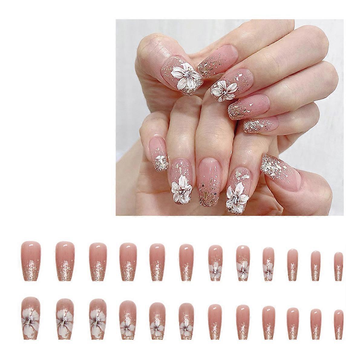Glitter, Glossy, Press-On False Nails