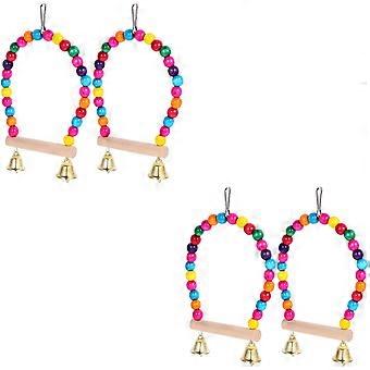 Wood Bird Toy Parrot Perch Stand for Balance Training 4Pcs