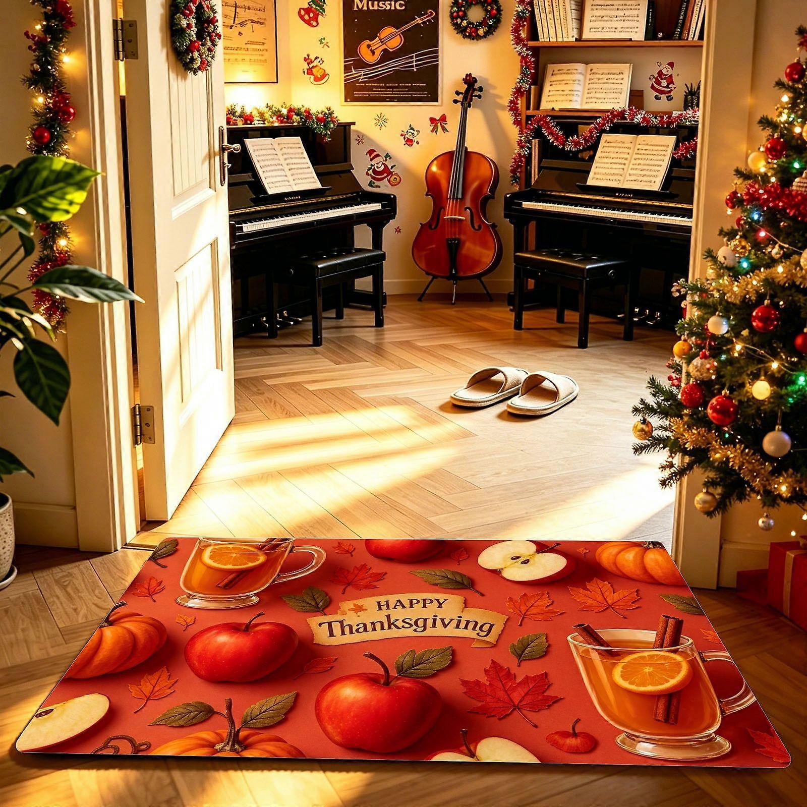 Floor Mat, Thanksgiving apple hot drink Pattern