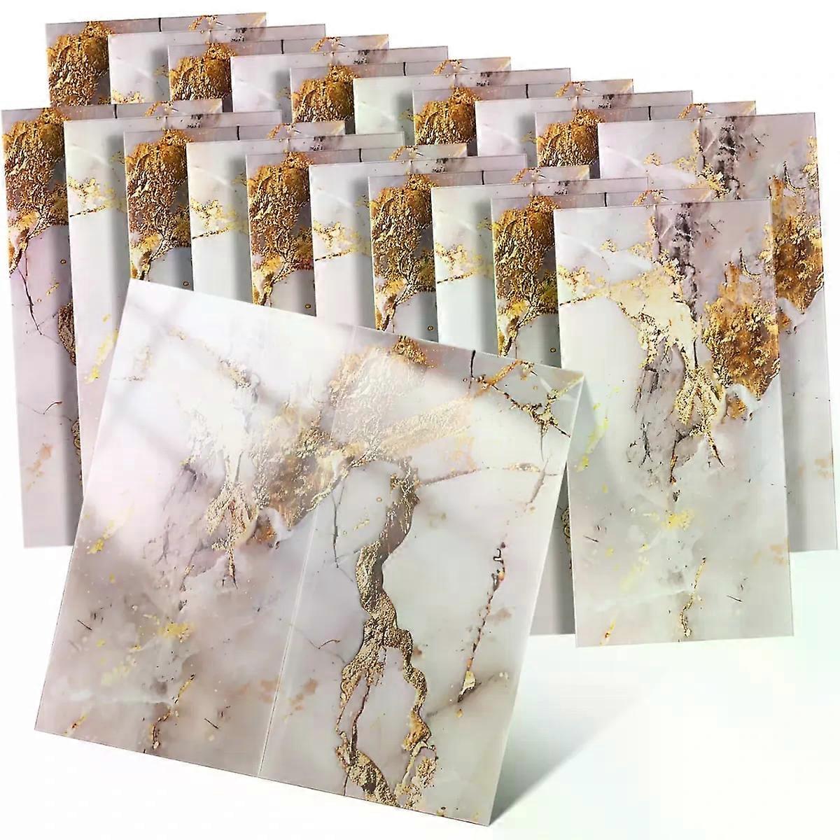 40pcs Self-Adhesive Marble Effect Wall Stickers 30x60cm