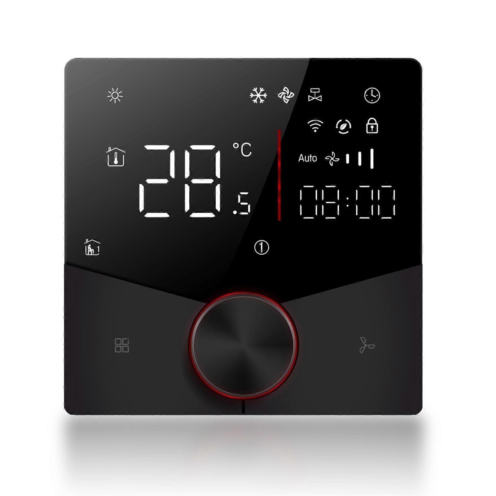 2 Pipe Air Conditioning Control Panel Touch Screen Digital Display Central HVAC Controller 5+2 6 Periods Programmable Black