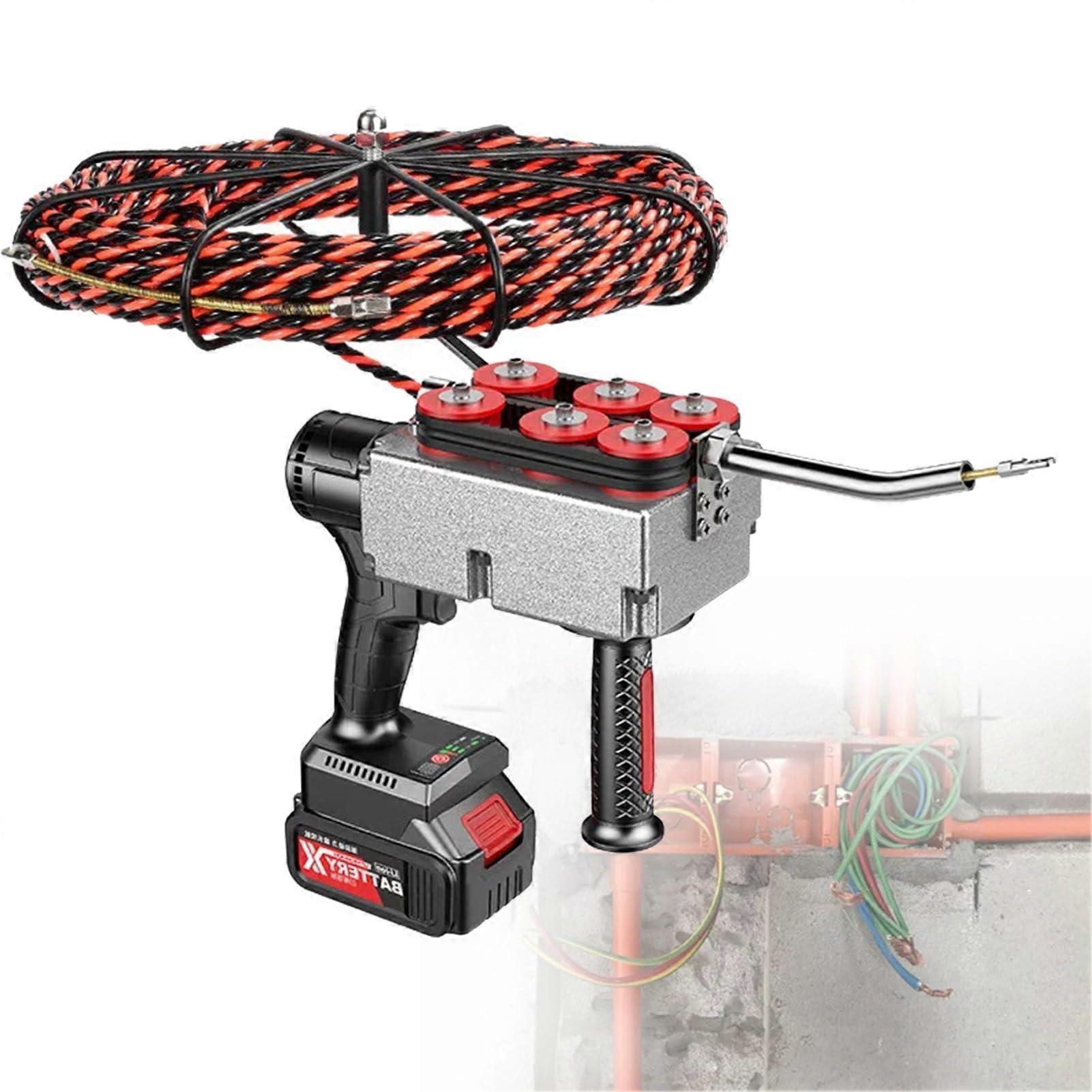 Cordless Electric Cable Threading Machine, 40m/min Brushless Wire Puller, 65kg Pulling Force