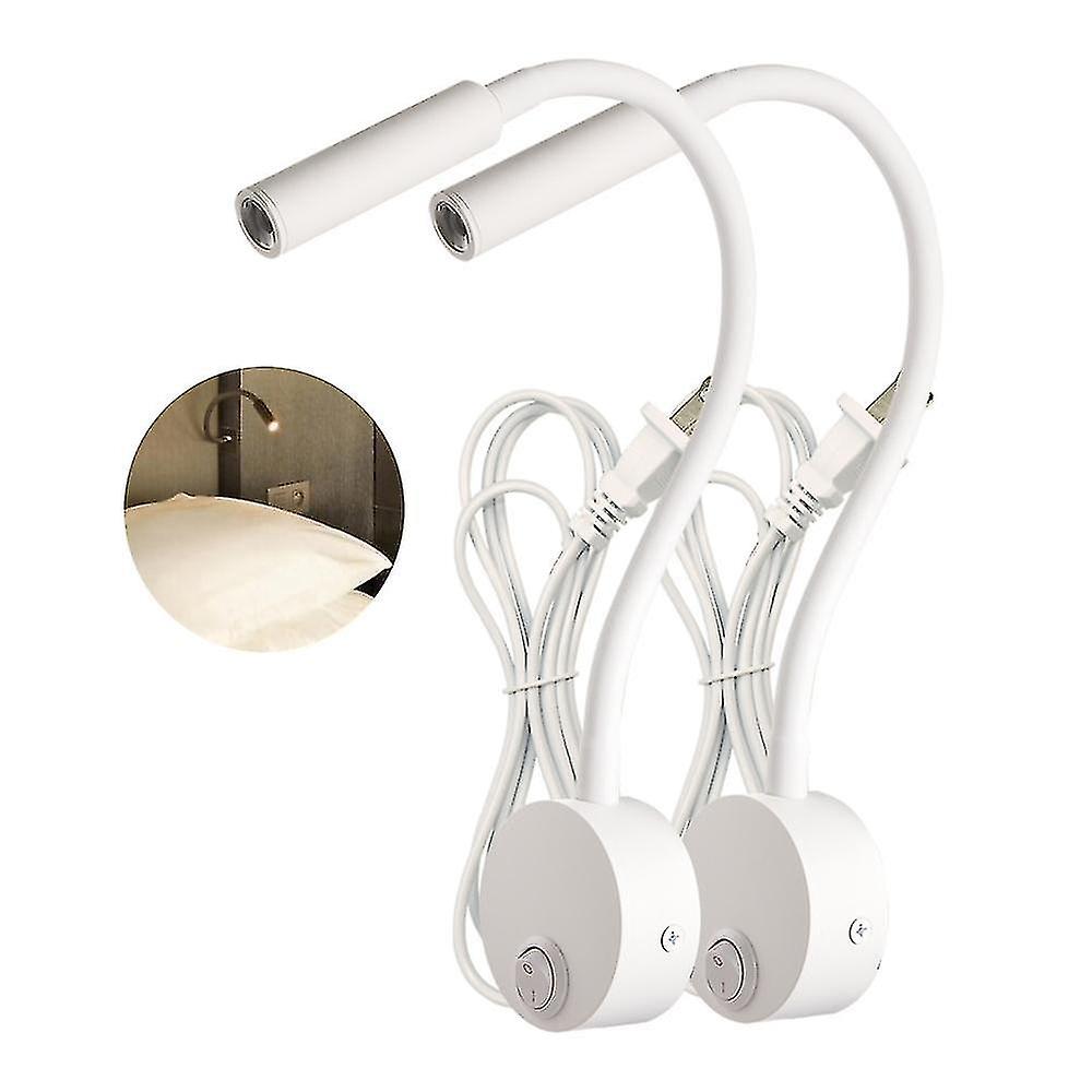 2pcs Hotel Sconces Wall Lmap 3w Reading Lamp White Silver Black Flexible Long Arm Adjustable Bedside