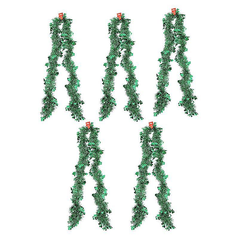 200X9cm Green Party Streamers & Curtains 5pcs St. Patrick's Day Party Ribbon Shamrock Design Ribbons