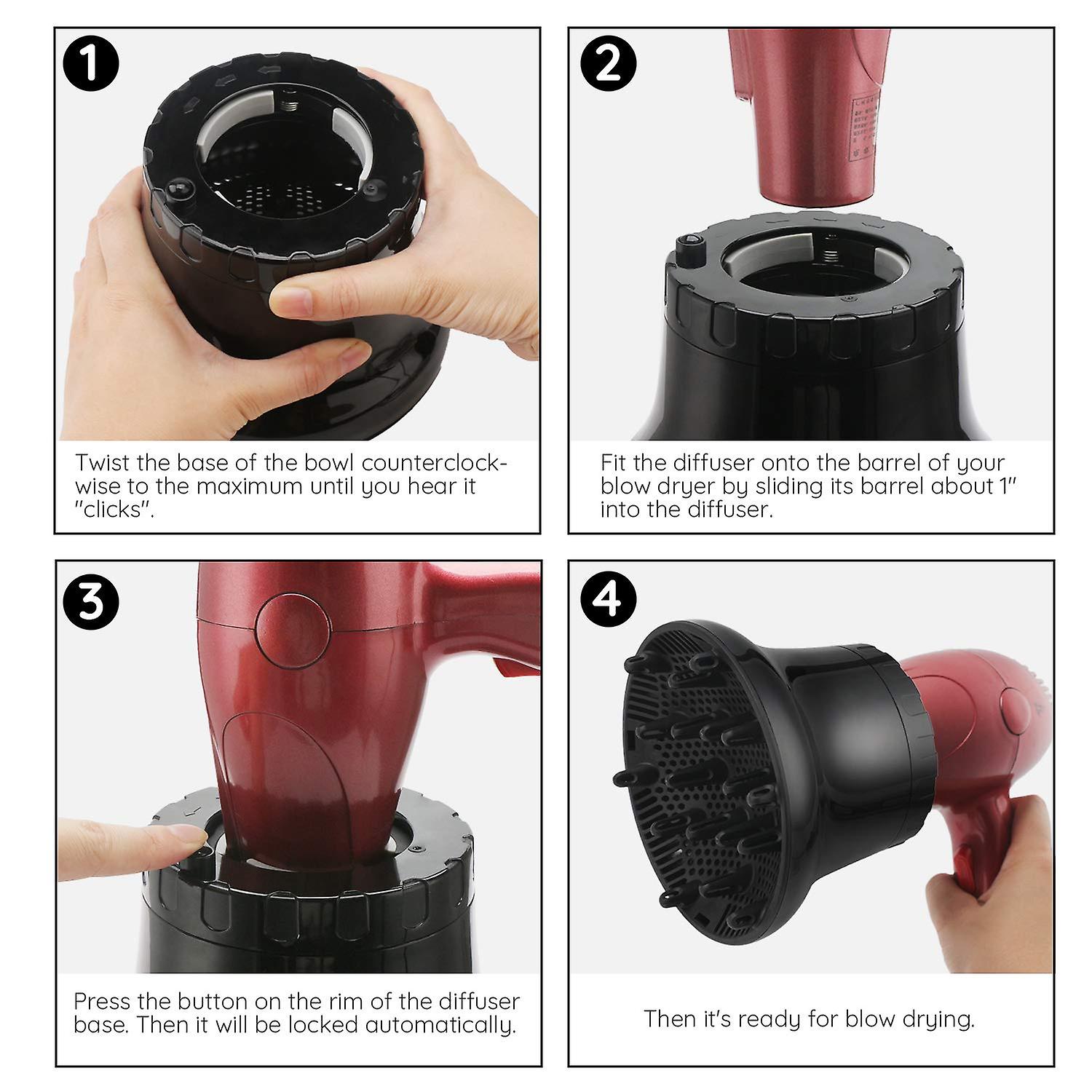 2023 Universal Curly Hair Diffuser Black, Hair Dryer Diffuser For