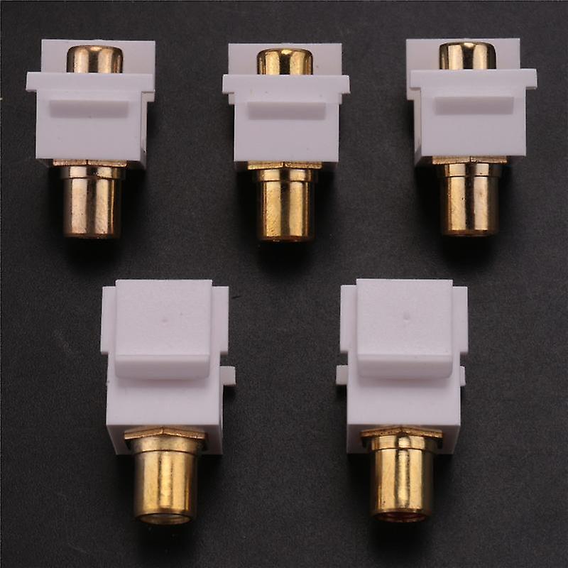 5-Pack RCA Insert Connector Socket Female Snap in Adapter Port Gold Plated Inline Coupler for Wall