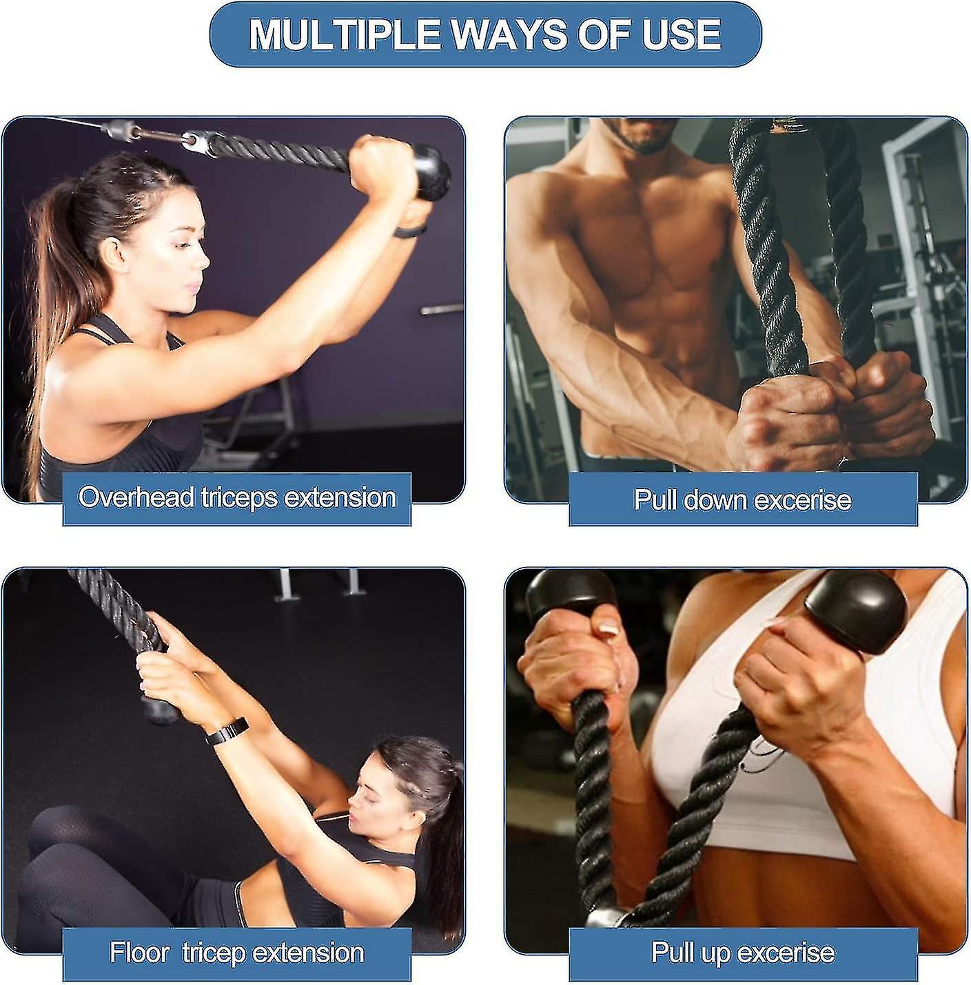 Tricep Bar Tricep Rope Cable Attachments, Pull Down Rope Single