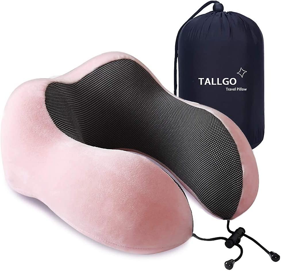 Memory Foam Travel Pillow for Neck, Head Support (Pink)
