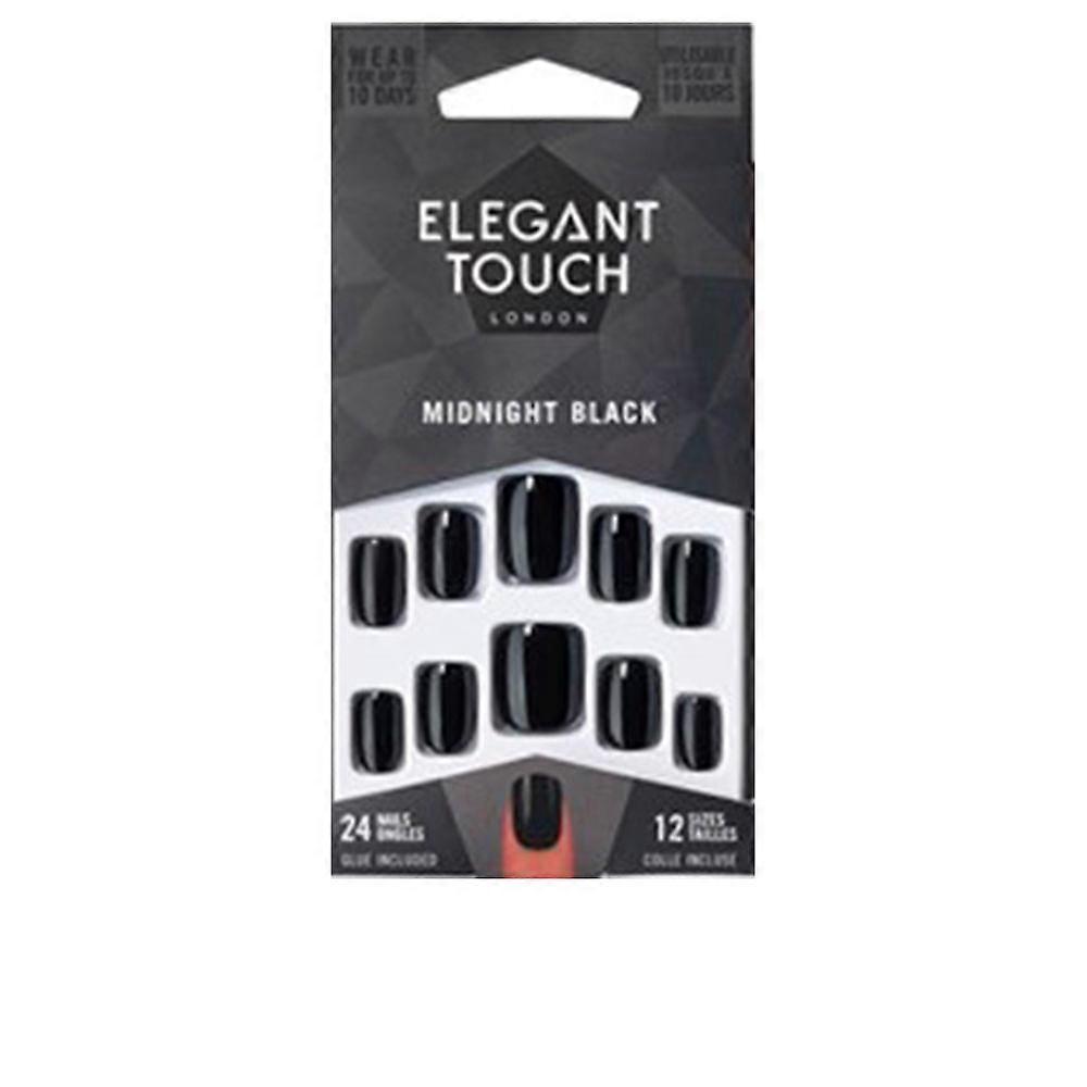 Elegantné farebné laky na nechty Touch Core s lepidlom Squoval #polnočná čierna 24 ks unisex