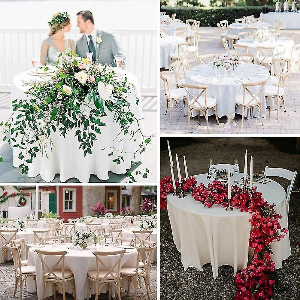 8 Pack Round Tablecloth, 84 Inch White Disposable Table Covers Peva Waterproof Plastic Round Tablec