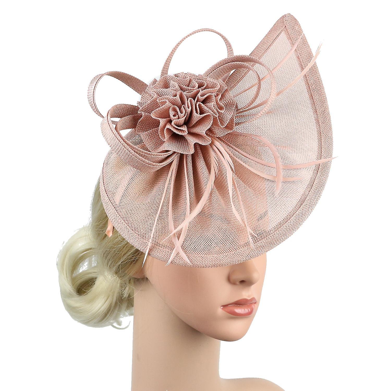 Tea Party Teardrop Fascinator Kentucky Derby Hat Fascinator Pillbox Hat Headband for Cocktail Nude
