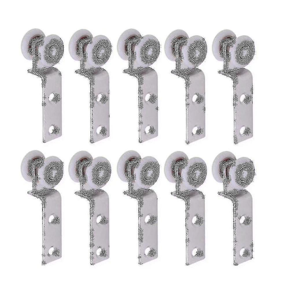 10pcs Bend Pipe Metal Bearing Pulley Block With Two Plastic Wheel For Sliding Door Window Cabinet