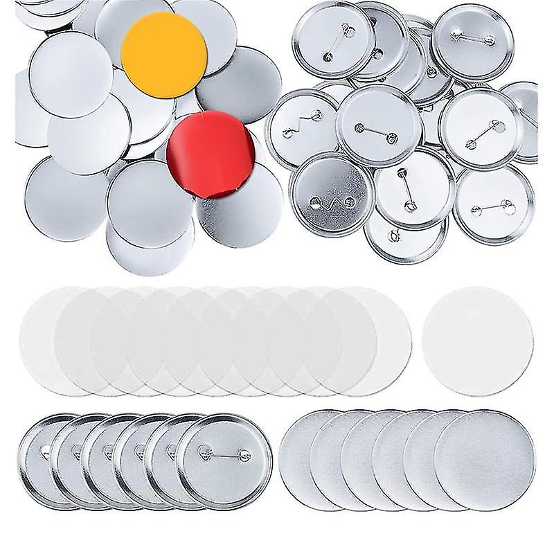 100 Sets Round Button Parts Blank Making Supplies 58mm Metal Button Making Kits, Blank Pin Back But