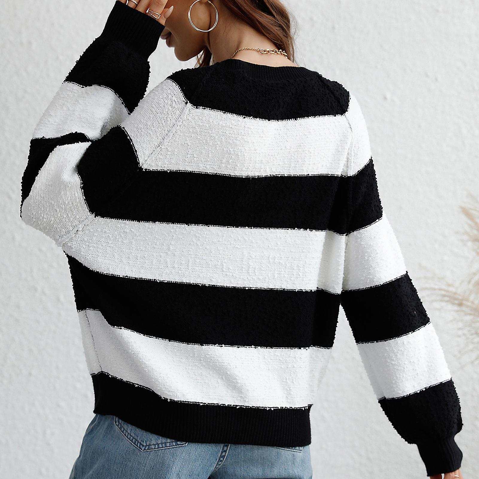 Striped Round Neck Long Sleeve Sweater