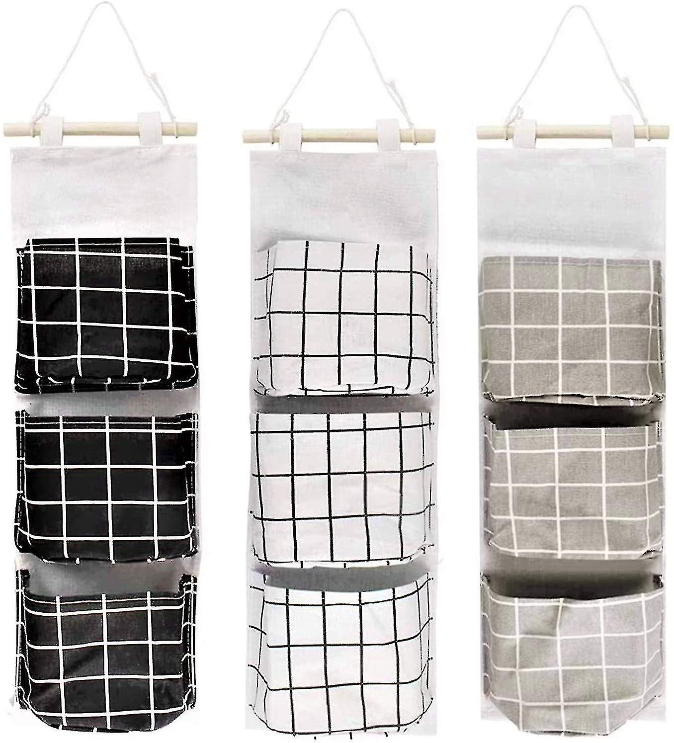 3 Pieces Wall Storage Bag, 60 X 20cm 3 Layer Stackable Hanging Bag - W