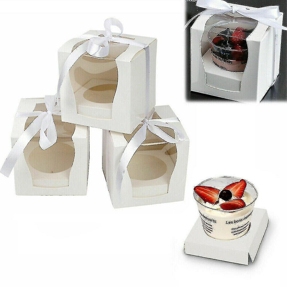 12/36/60pcs Single Cupcake Boxes Clear Window Baking Packaging Boxes