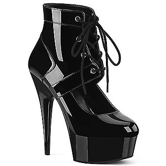 Botas de Tornozelo Pleaser para Mulheres Delight-688 Blk Pat/blk