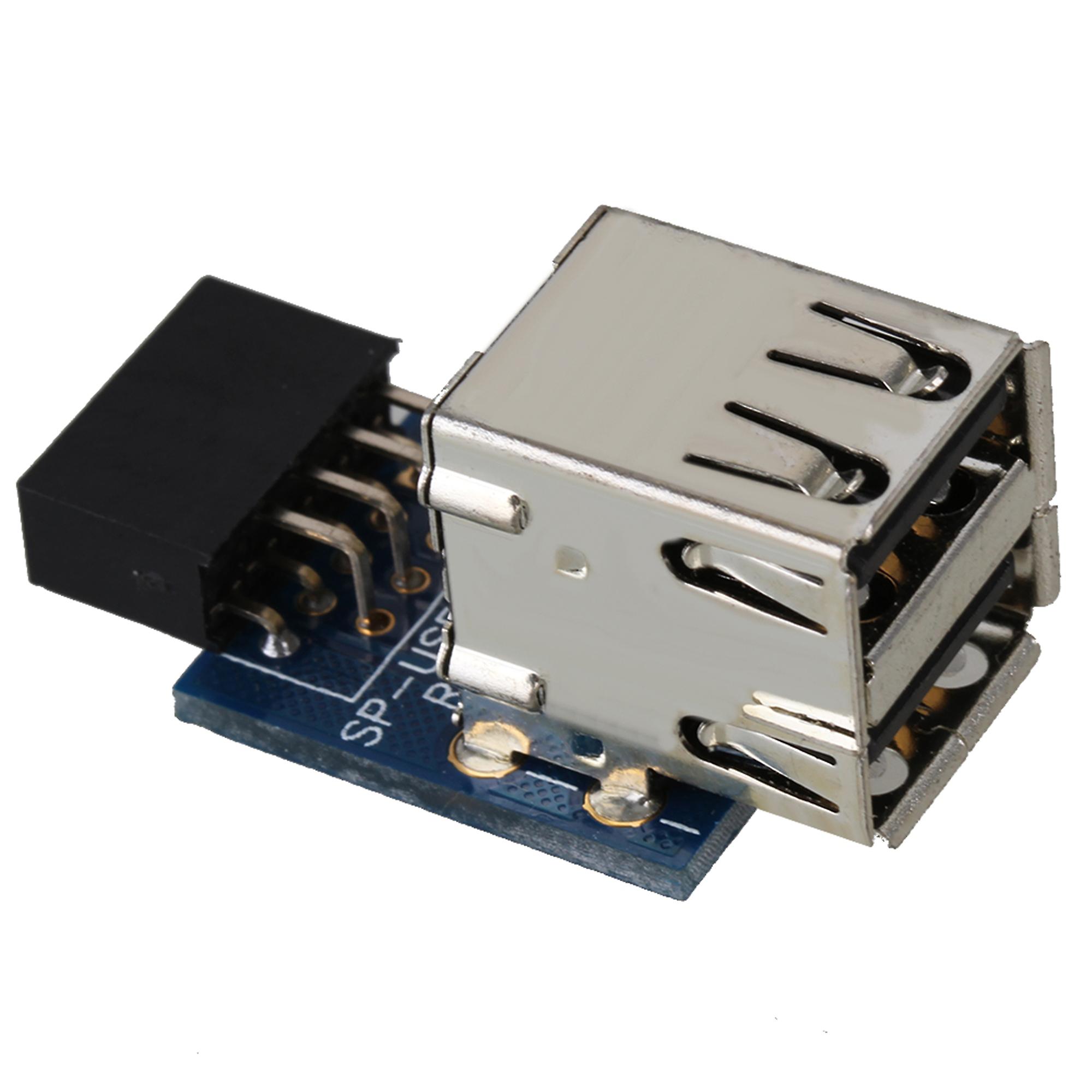 9Pin moderkort till Double Layer 2-portar USB2.0 En kvinnlig intern header adapter