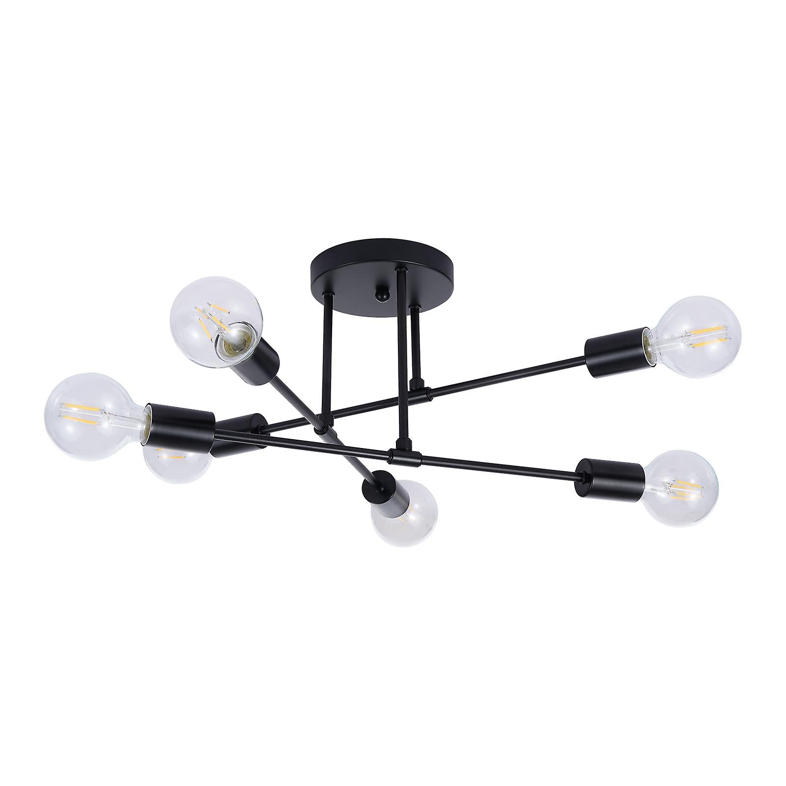 Ceiling Lamp 6-Light Modern Metal Chandelier Semi Flush Mount Ceiling Light Fixture
