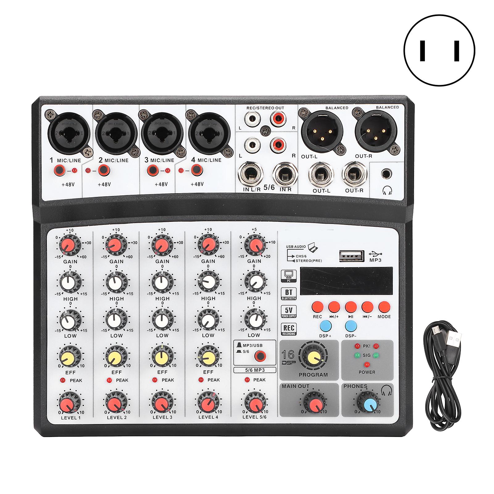 6 Channel Professional o Mixer with Bluetooth, DSP Effects, and USB Recording Capability