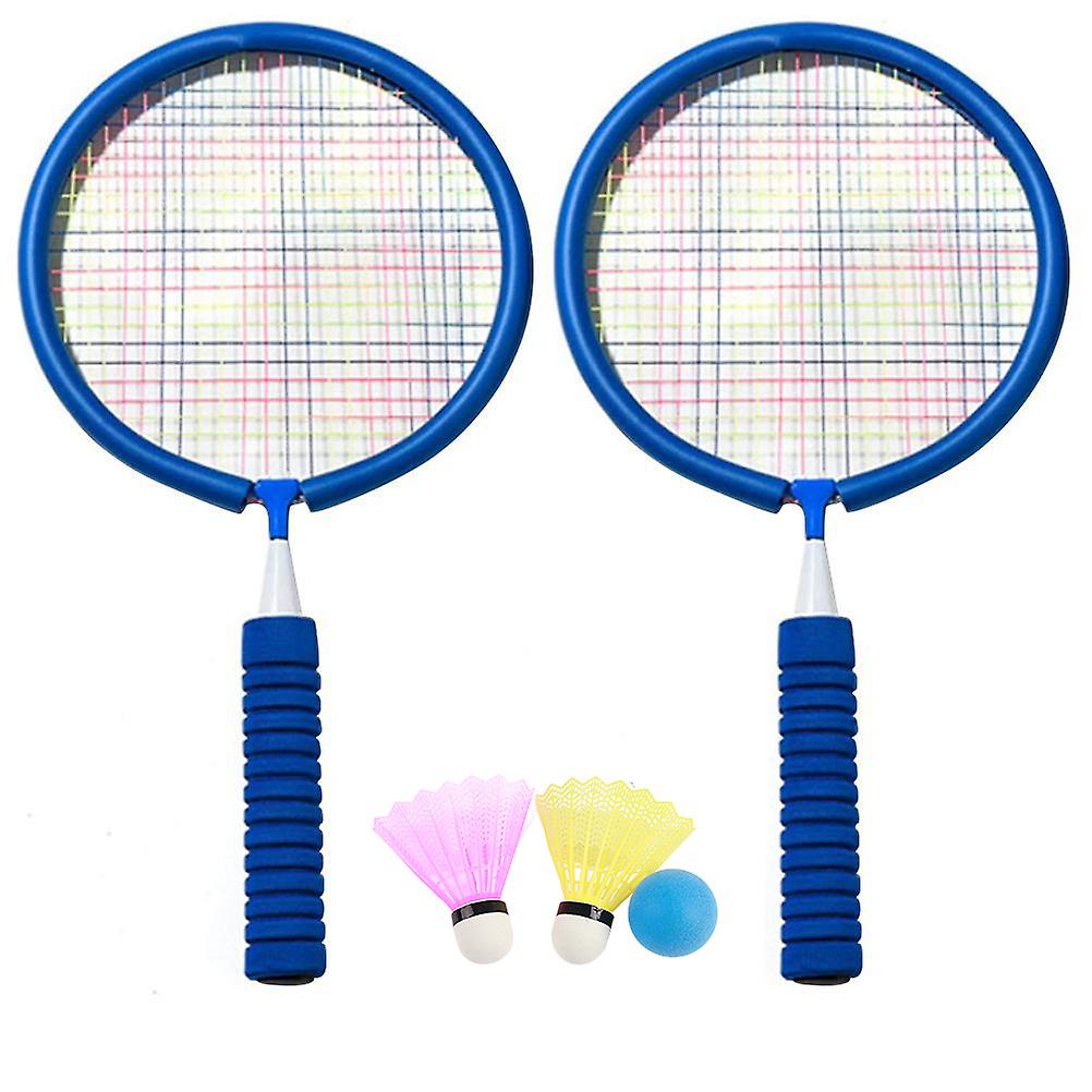 Children's Badminton Racket Set Lightweight Outdoor Play Parent-Child Sports Toy Soft Rounded Edge Design 2 Rackets 2 Shuttlecocks 1 Ball Blue One Siz