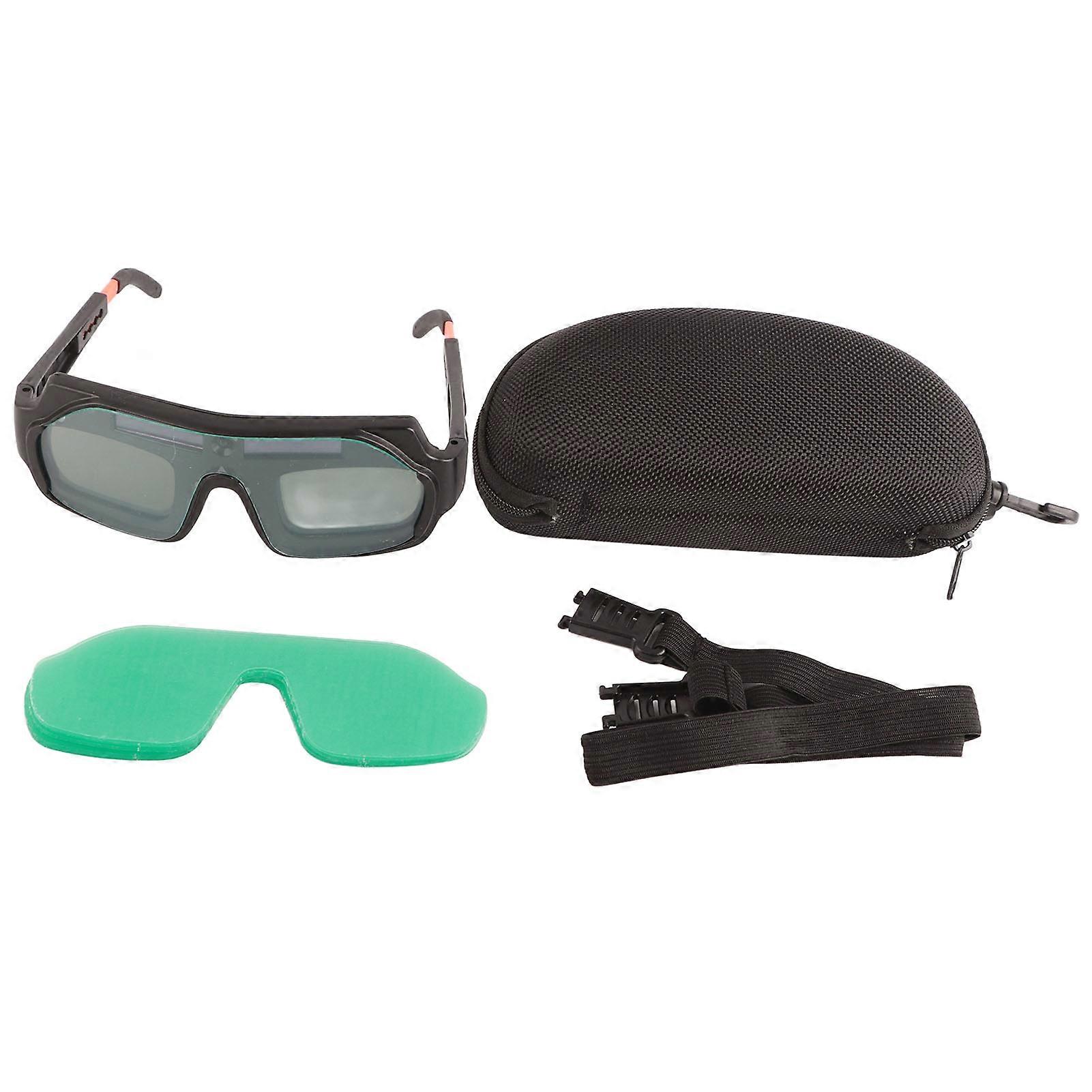 Auto-Dimming Welding Glasses Dual Frequency Adjustable Anti-Arc Eye Protection Durable Lightweight Design with Protective Case and Accessories for Wel