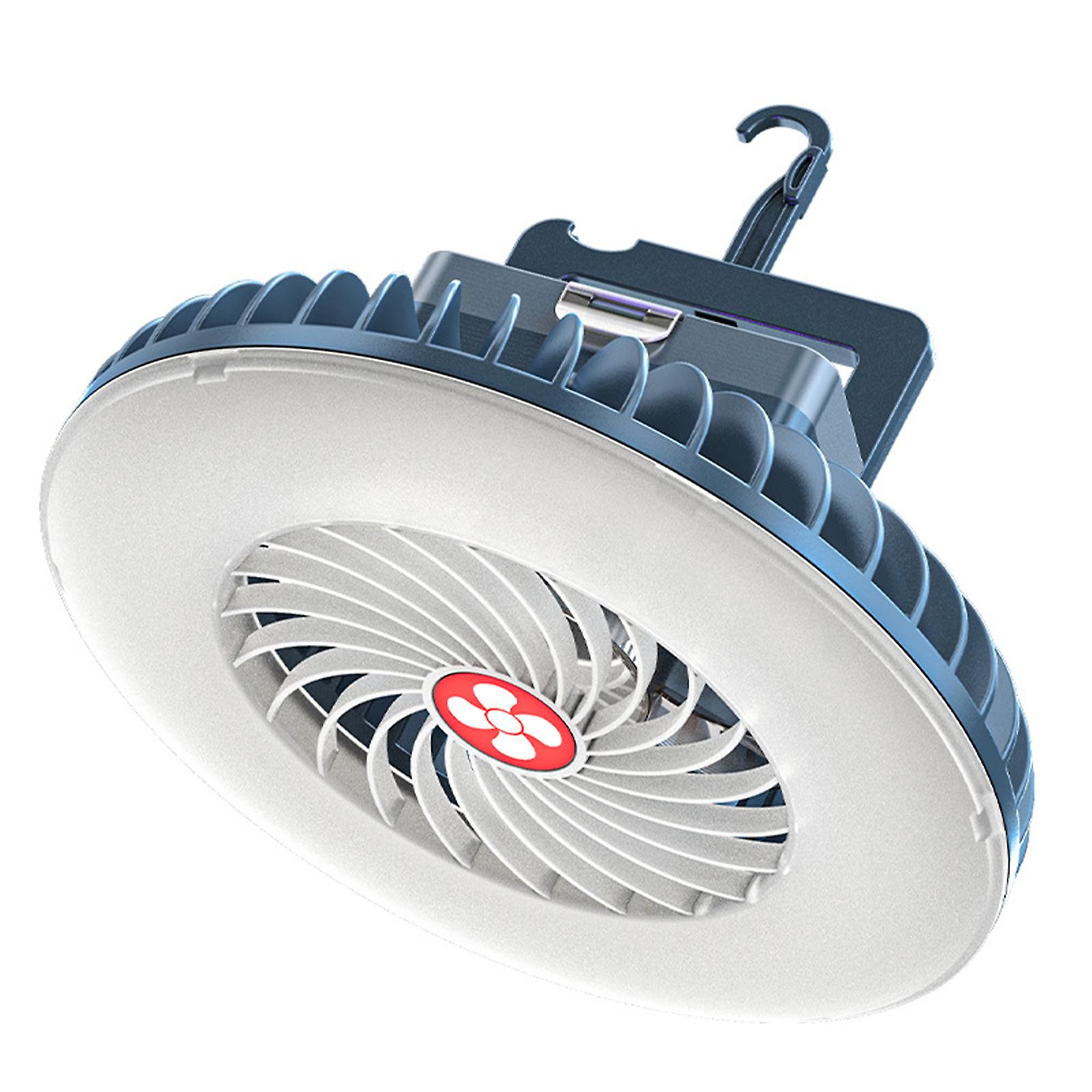 Portable Camping Fan With LED Light – Rechargeable Hanging Lantern, Remote, 3 Speeds & 3 Brightness