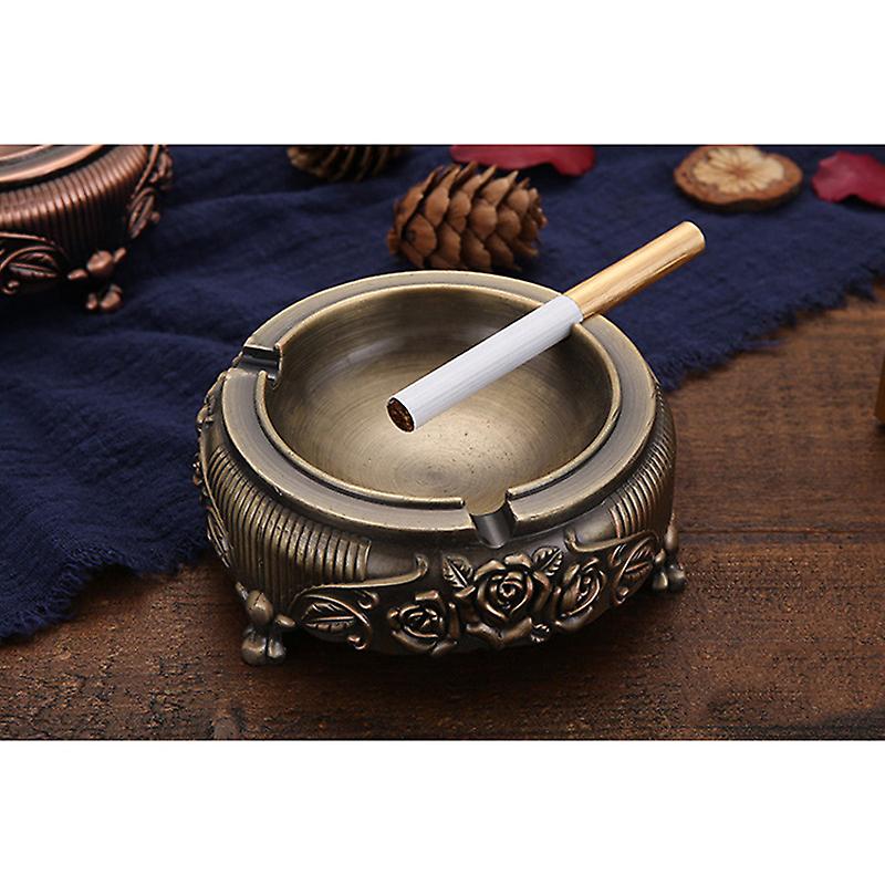 Mini Vintage Metal Ashtray with Embossed Flower for Outdoor and Indoor Use New