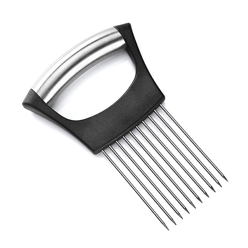 Onion Slicer Holder, All-in-one Onion Holder Stainless Steel Onion Fork Food Slicing Helper Kitchen Gadget Onion Cutter Slicer Vegetable Tools for Cho