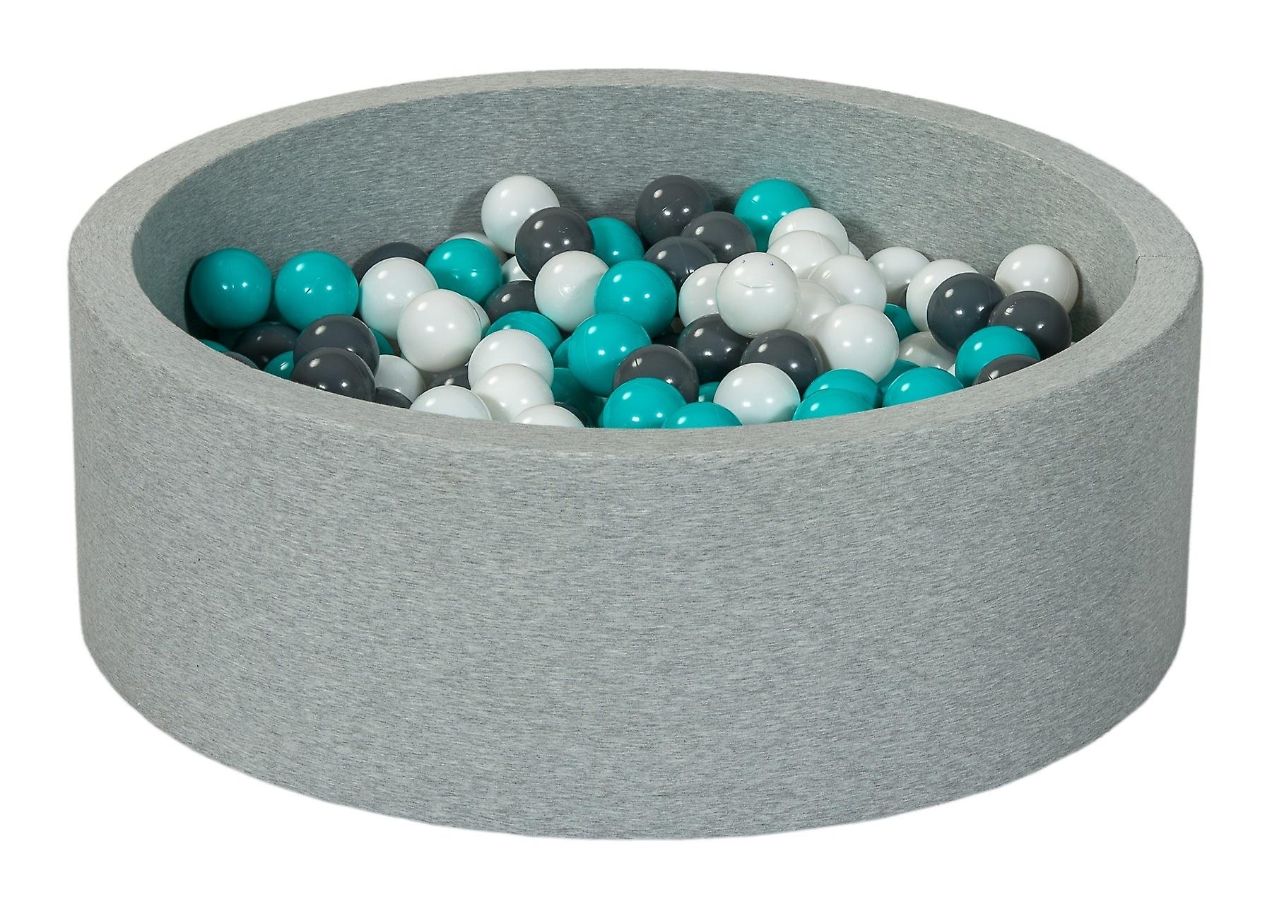 Poço de bola 90 cm com 300 bolas brancas, cinza e turquesa