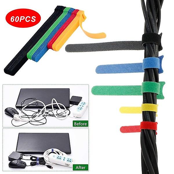 60PCS Adjustable Releasable Hook And Loop Cable Ties