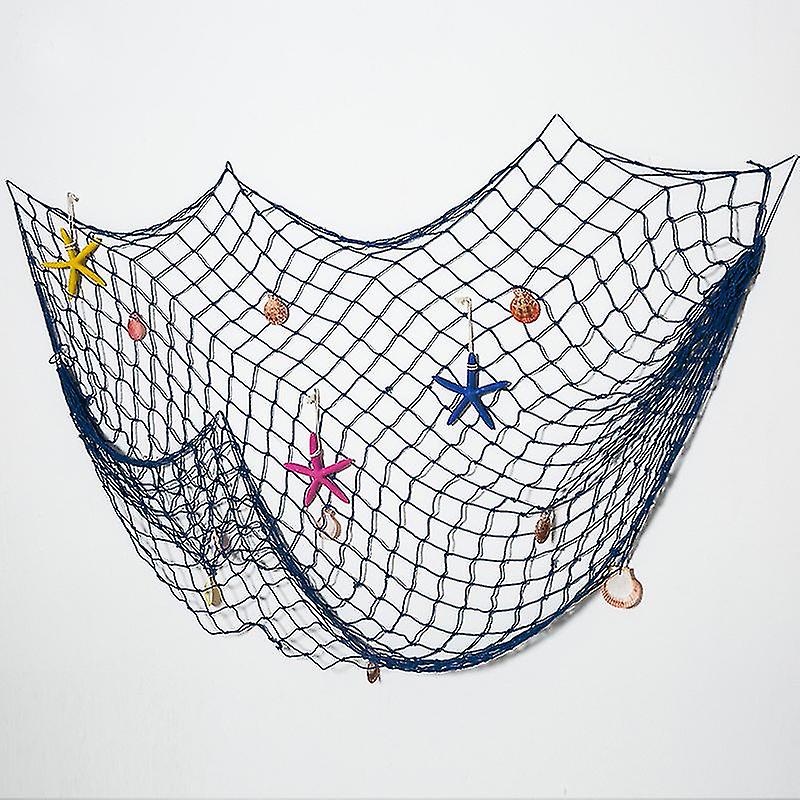Decorative Fishing Net, Fishing Net Decoration, Mediterranean Style Fishing Boat With Colored Shell Decoration, Used For Wall Bar, Party Decoration, P