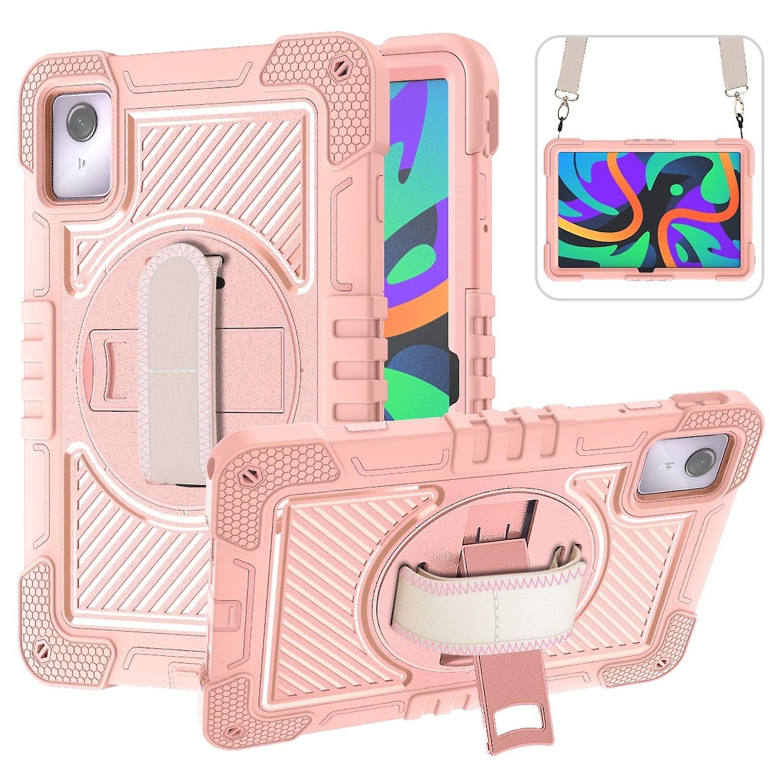 For Lenovo Tab M11 Hybrid 360 Degree Retaining Loop Bag Case Pink