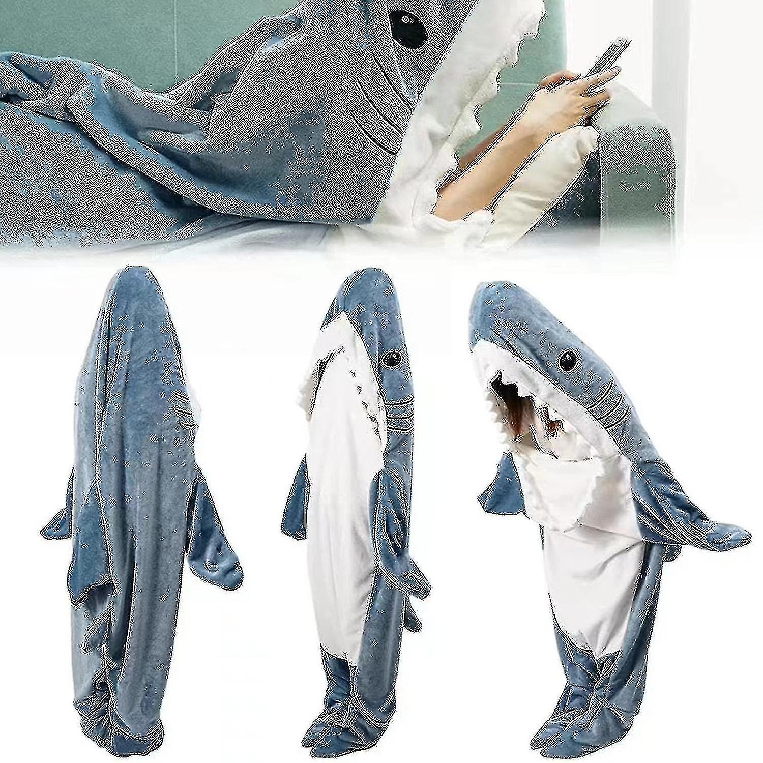 Super Soft Shark Blanket Hoodie Adult Shark Blanket Cozy Flannel Hoodie