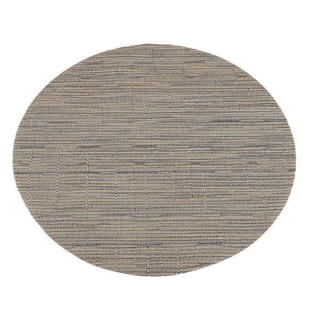 Round Woven PVC Placemat Table Mats Tableware Pad Coaster Kitchen Tool(Brown)
