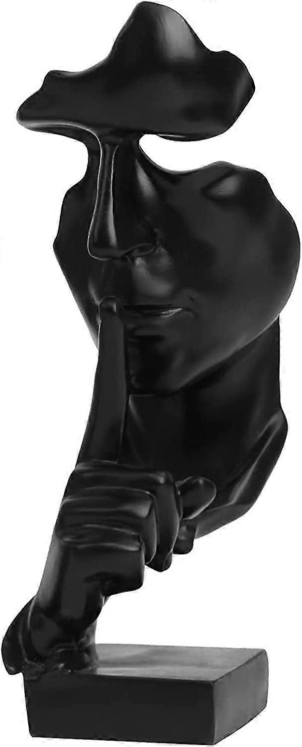 Statue, Silence Is Golden Thinker Abstract Sculptures Figurines Resin Statue Modern Black Statue Cre