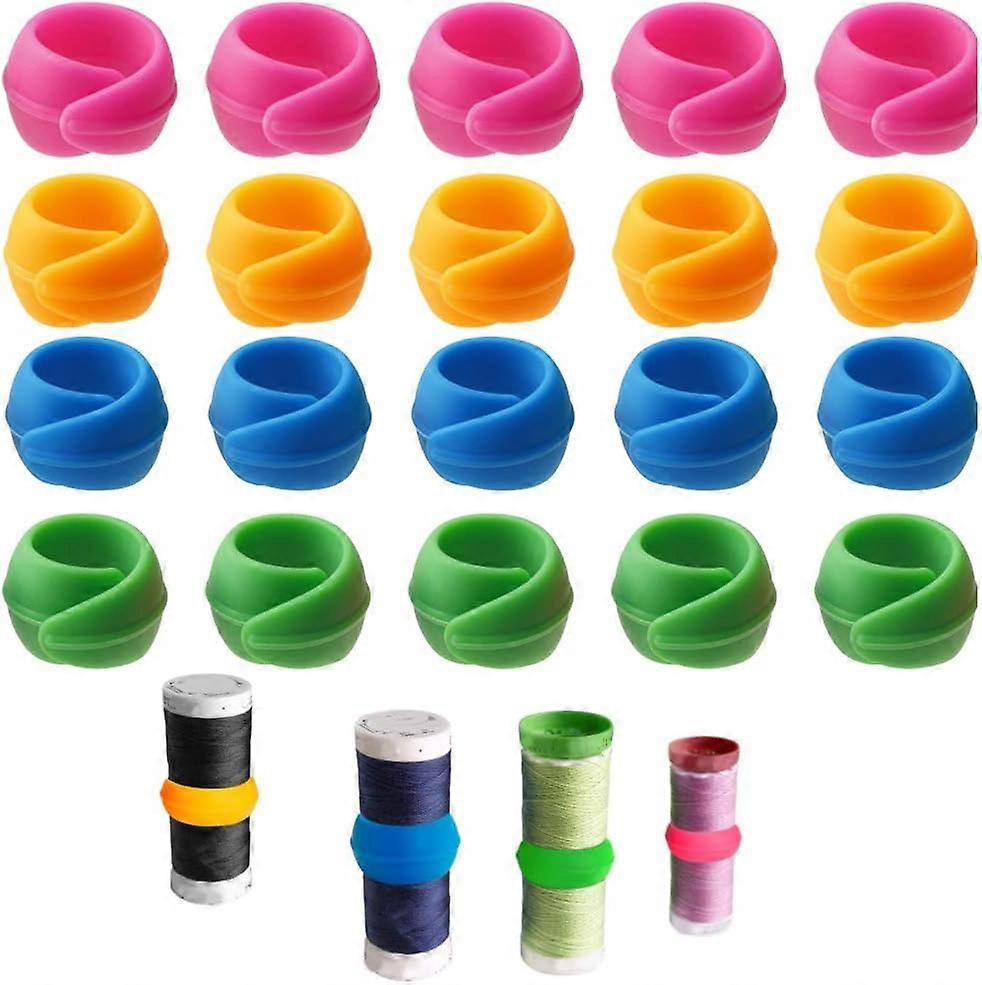 20 Pcs Thread Spool Huggers Bobbin Holder Clamp Prevent Bobbin Thread Tails from for Sewing Machine Bobbins (Random Color)   -Yx