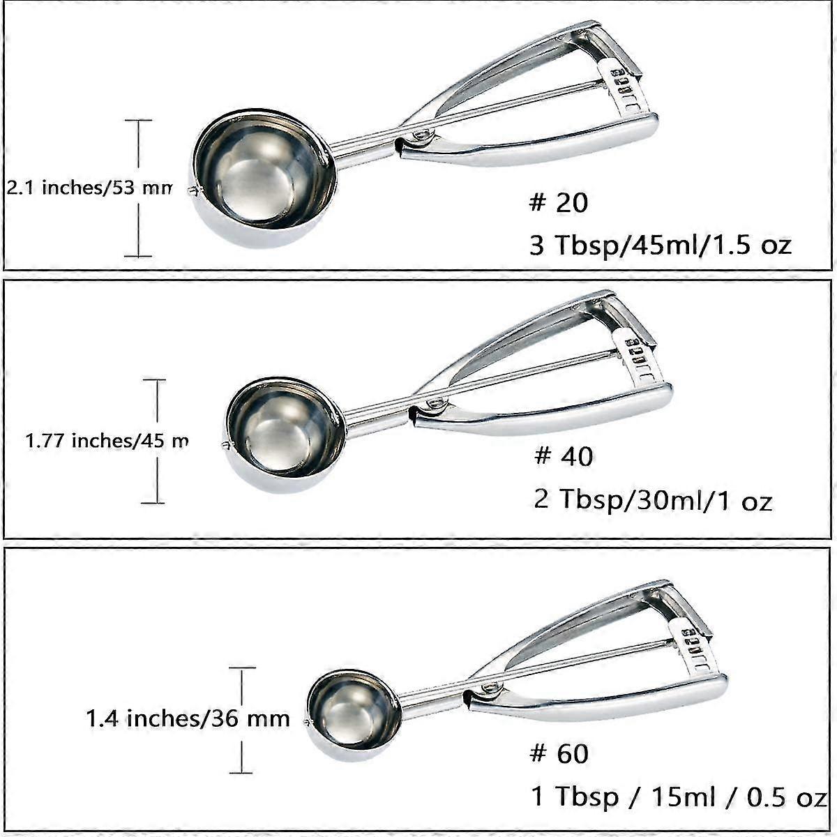 Cookie Scoop Set - Small/1 Tablespoon, Medium/2 Tablespoon, Large/3 Tablespoon - Ice Cream Scoop Set