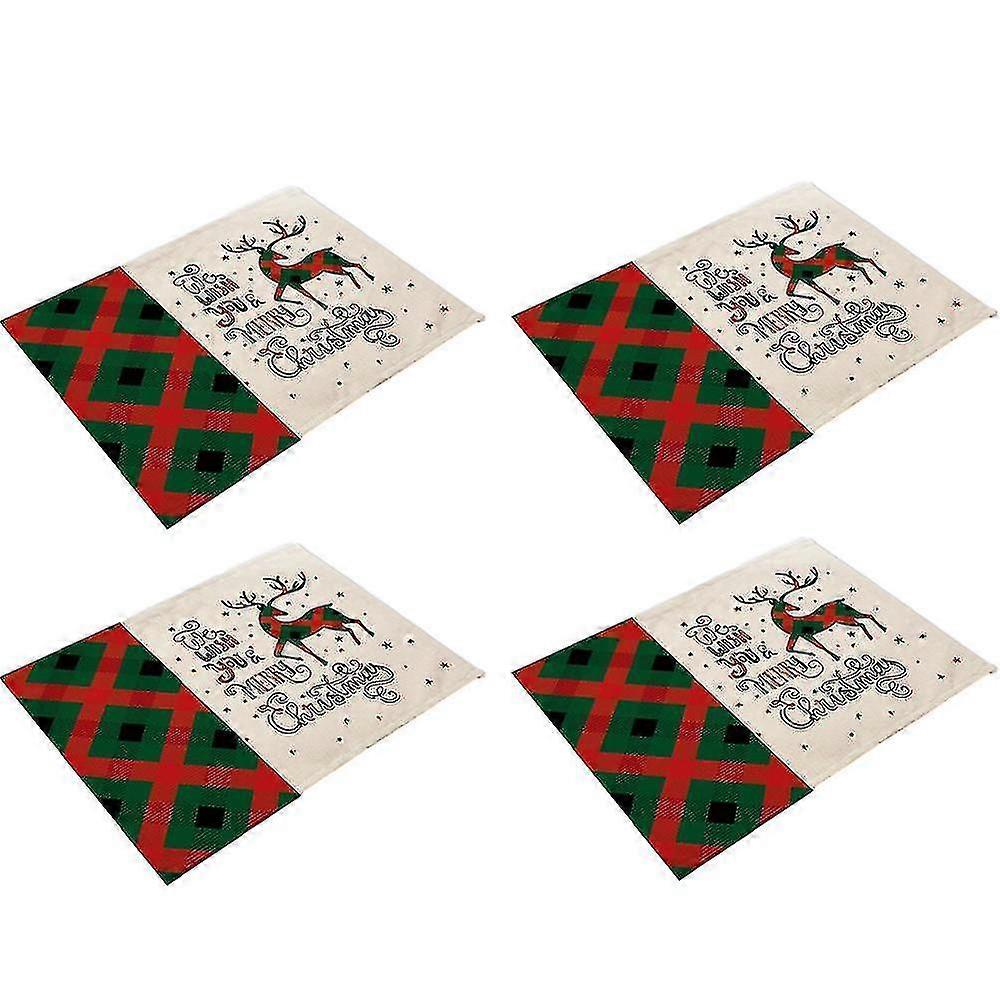 Sæt med 4 vinter sne køkkenmåtte vendbar bomuld