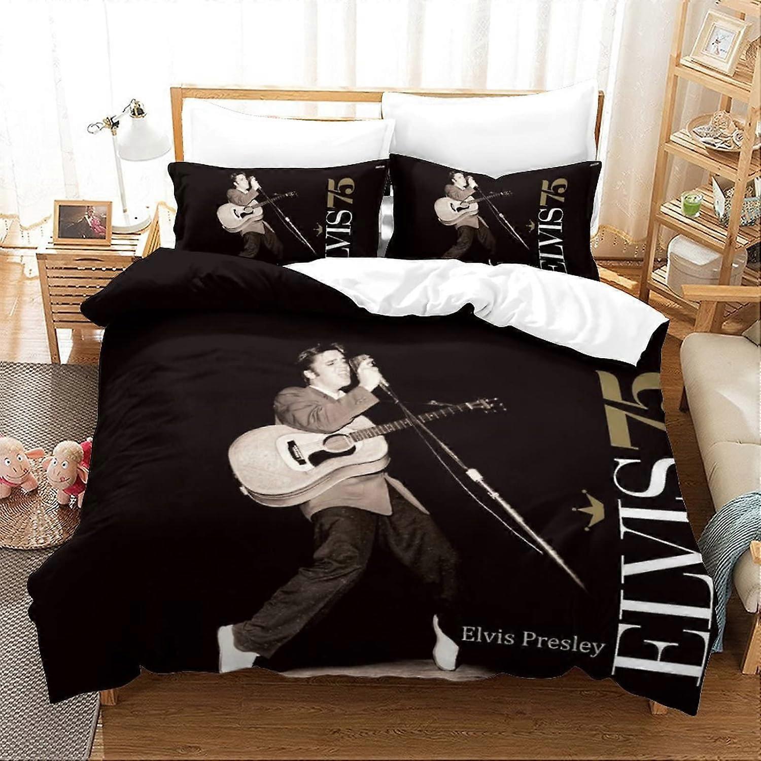 Yingd Elvis Presley Duvet Cover Set Soft Lightweight Microfiber 3 Piece Bedding Set with 2 Pillowcas
