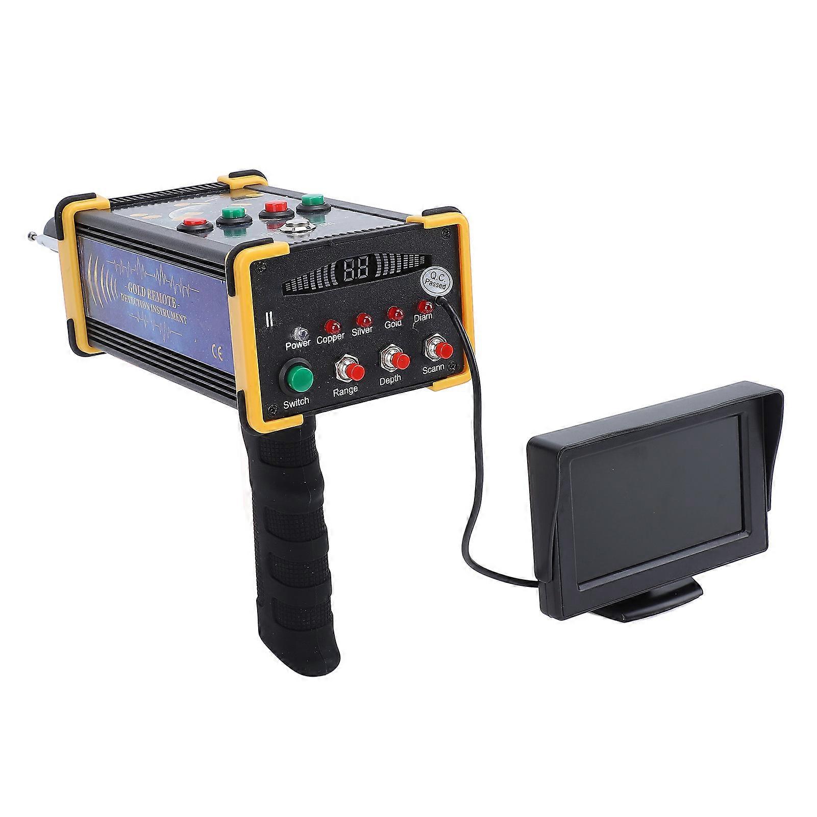 Underground Metal Detector Yellow Frame Accurate Sensitive 49.2ft Depth 3280.8ft Range with Display Screen Metal Scanner for Copper Gold Silver EU Plu