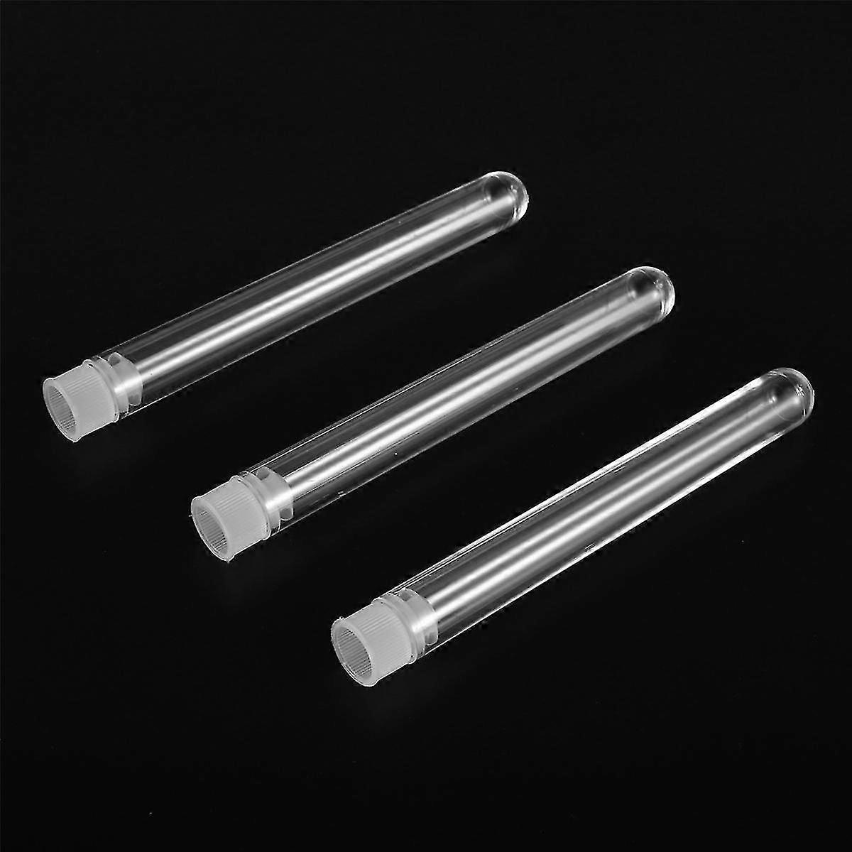 200pcs Clear Plastic Test Tube With Cap 12x100mm U-shaped Bottom Long Transparent Test Tube Lab Sup